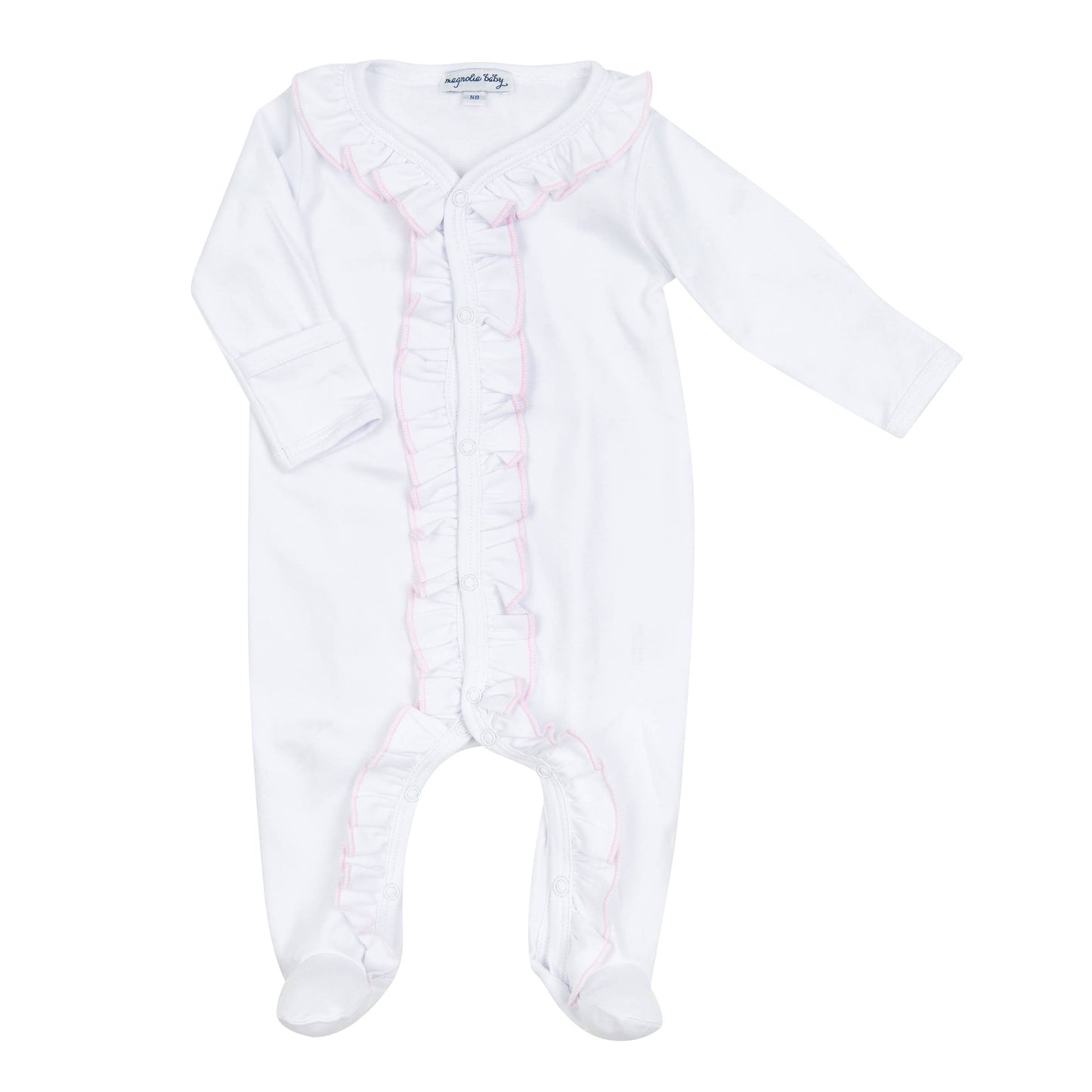 Solid Essential White Ruffle Footie