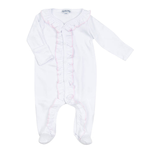 Solid Essential White Ruffle Footie