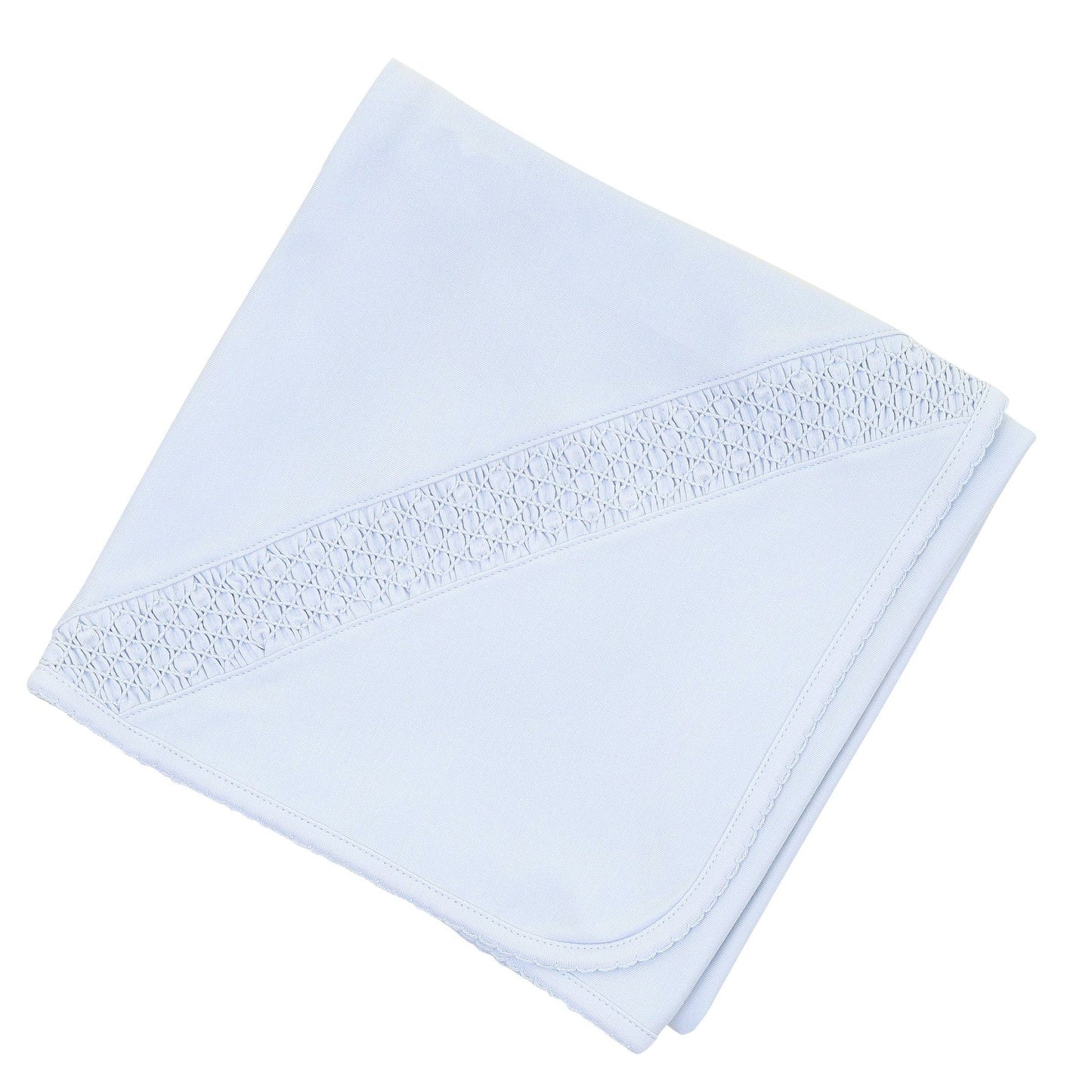 Solid Essentials Smocked Blue Blanket