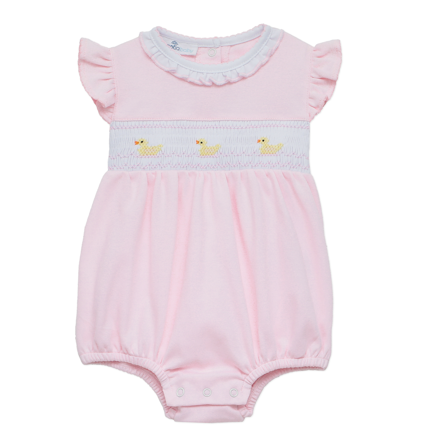 Little Ducklings Pink Smocked Bubble