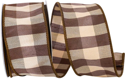 Check Brown Silk Wired 2.5"