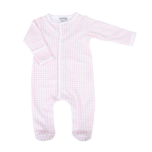 Mini Checks Footie Pink