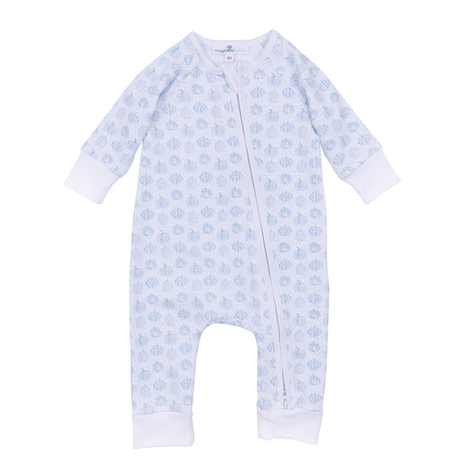 Precious Pumpkins Zip Playsuit Blue