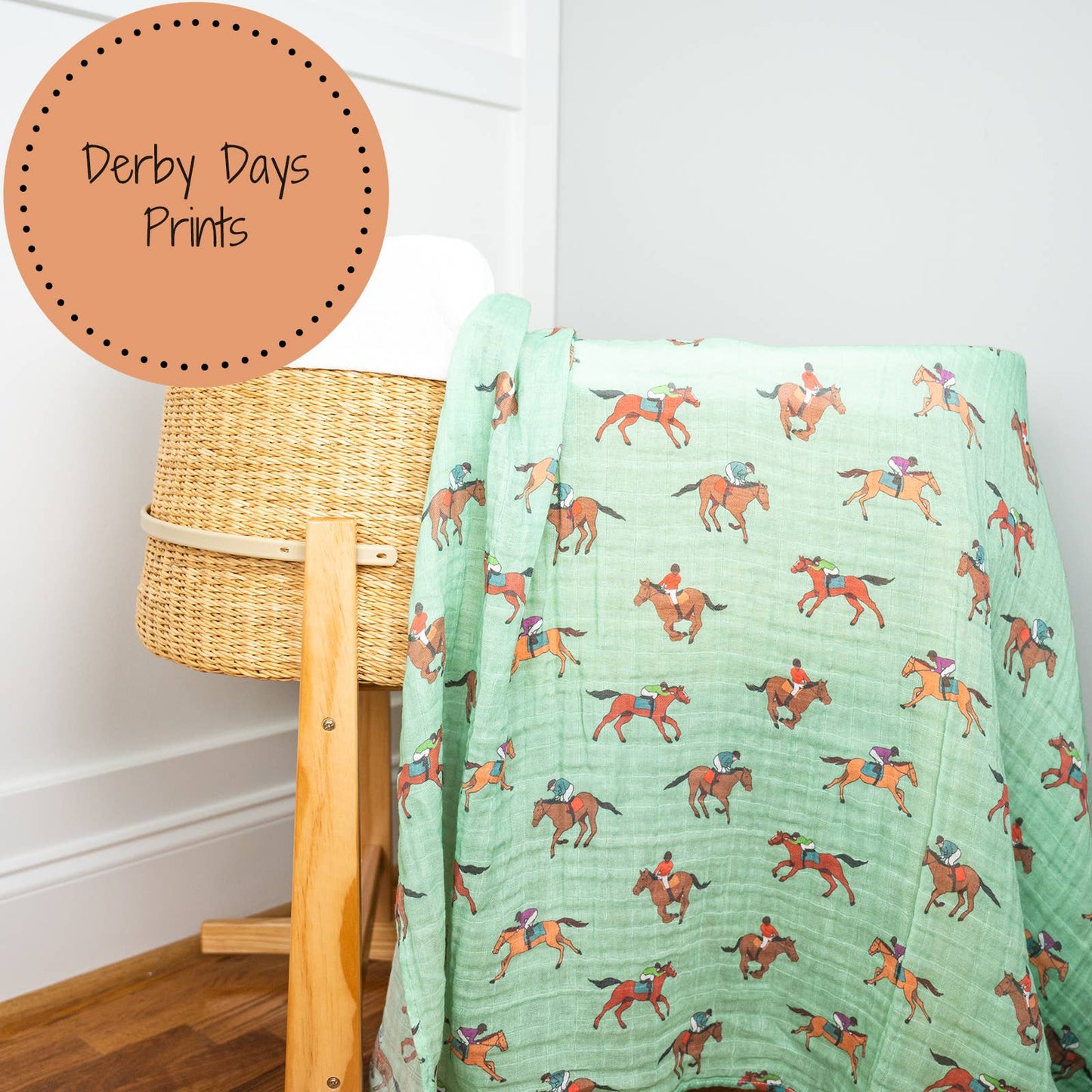 Horse Racing Muslin Swaddle Blanket