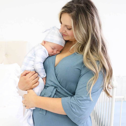 Dusty Blue Bamboo Maternity Robe