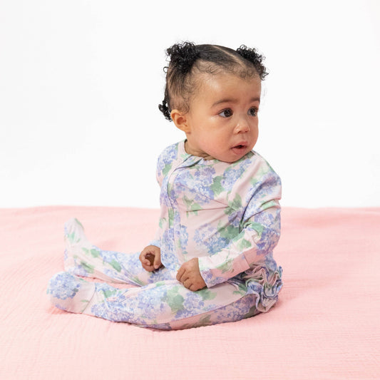 Hydrangeas Zipper Footie