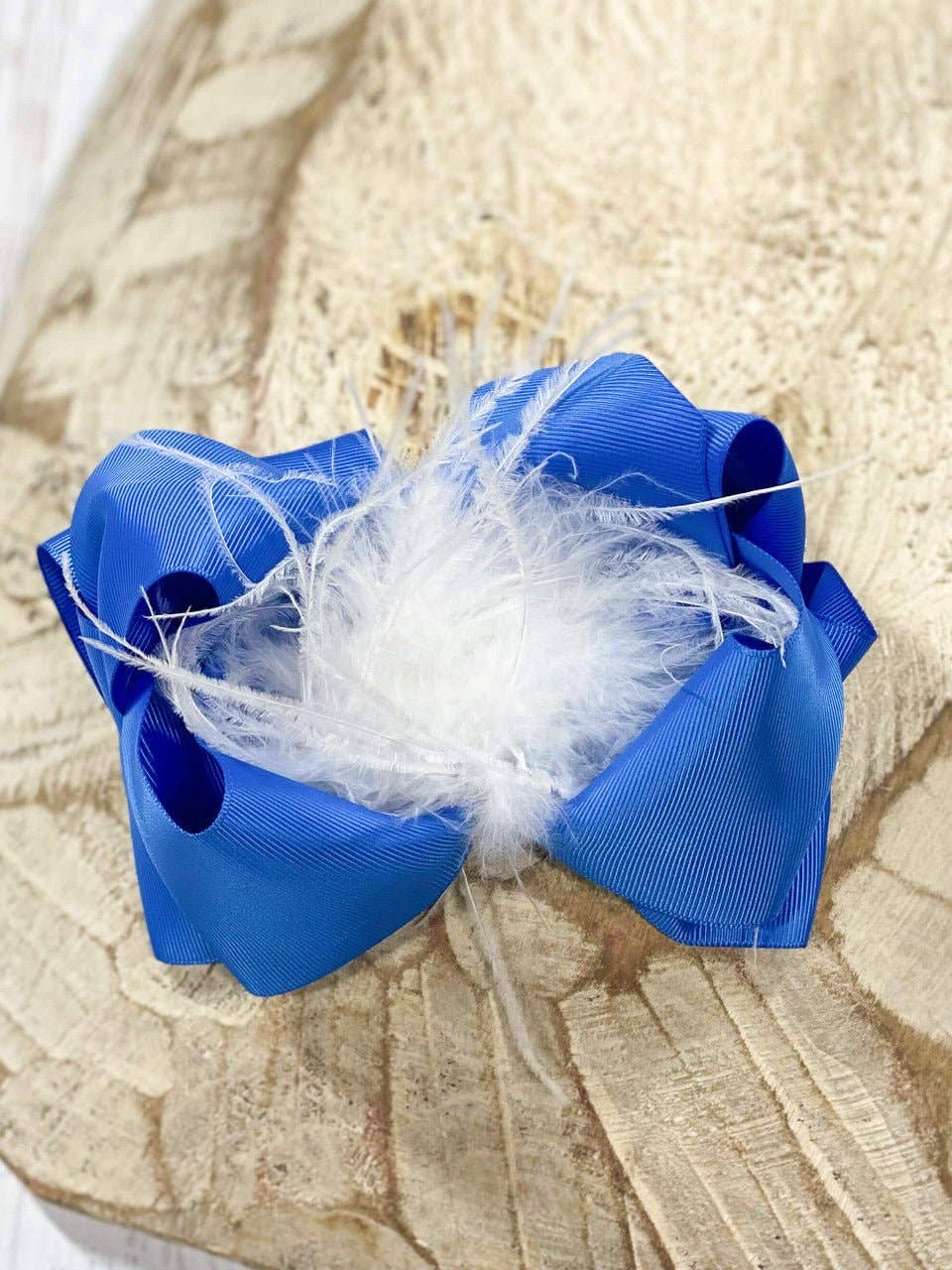 Blue & White FeatherBow