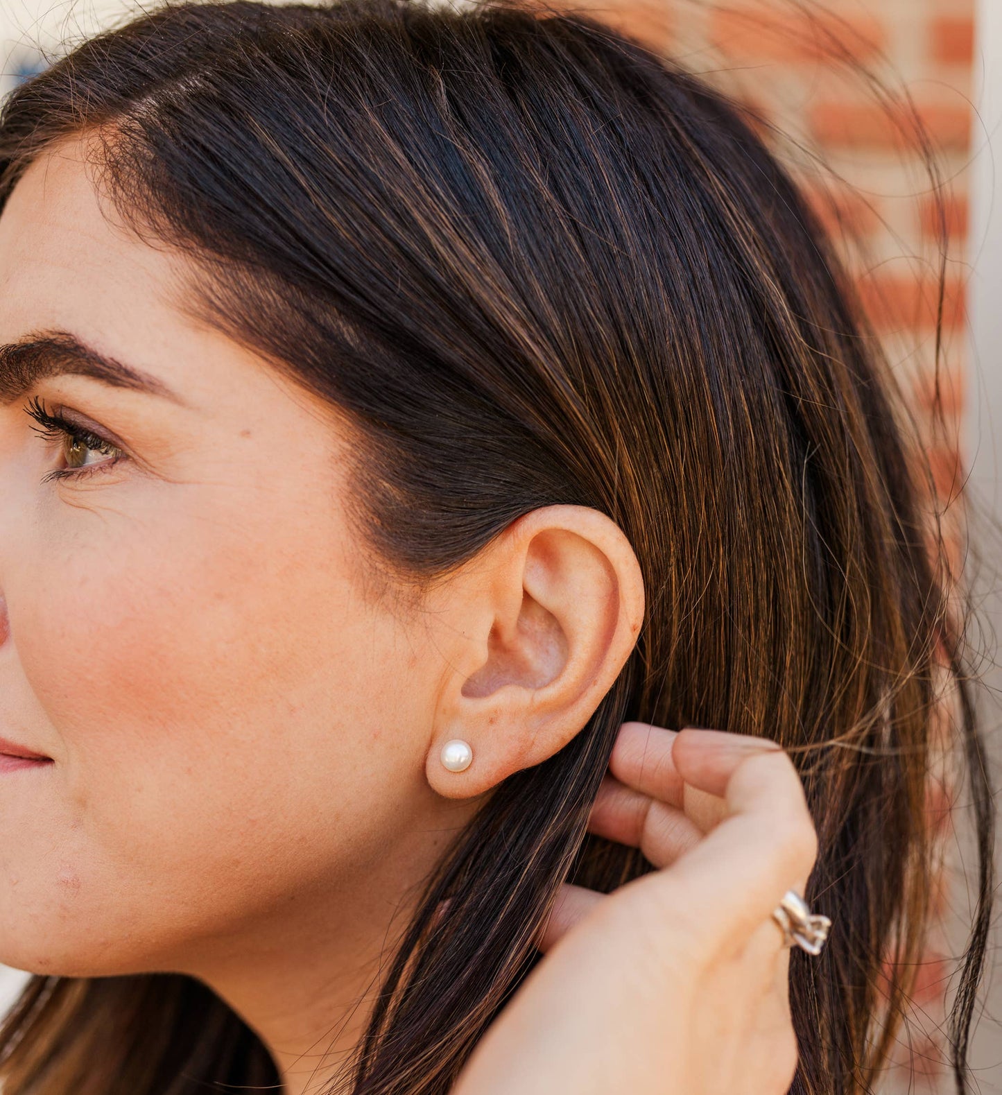 Screw-Back White Pearl Earrings