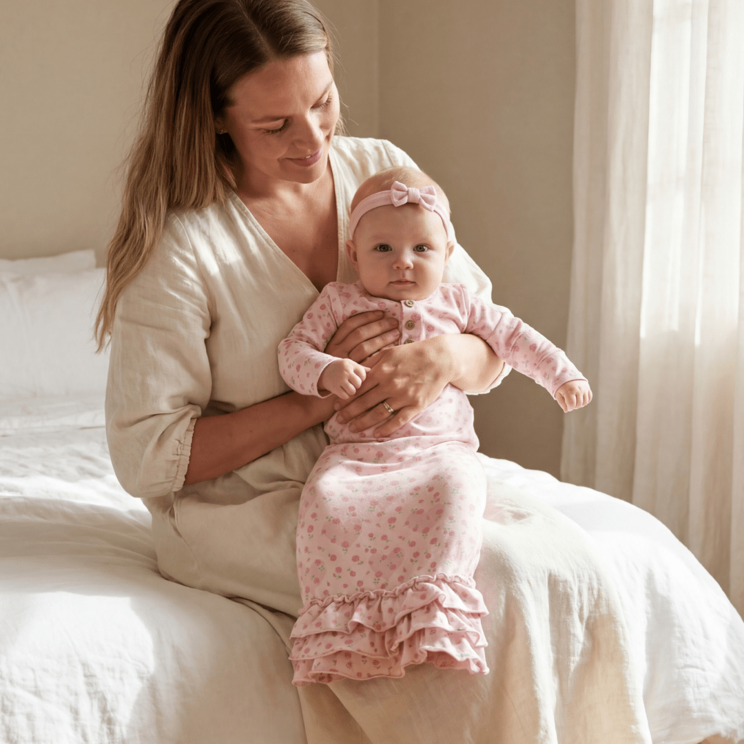 Ruffle Receiving Gown in Double Love