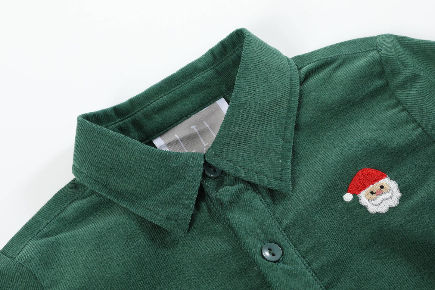 Green Corduroy Santa Buttondown