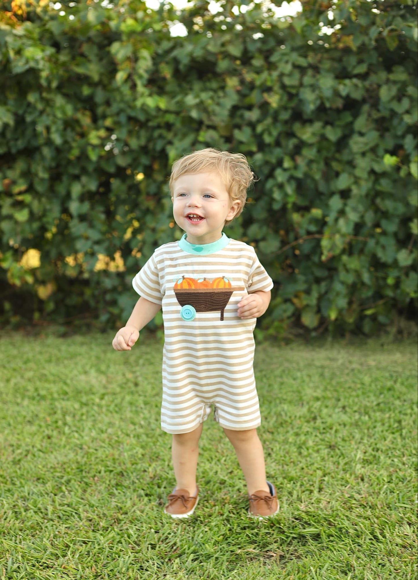 Pumpkin Wheelbarrow Knit Romper