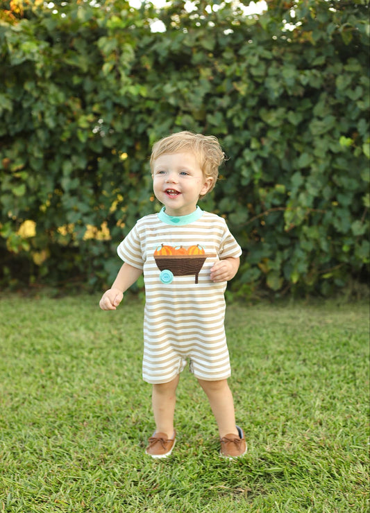 Pumpkin Wheelbarrow Knit Romper