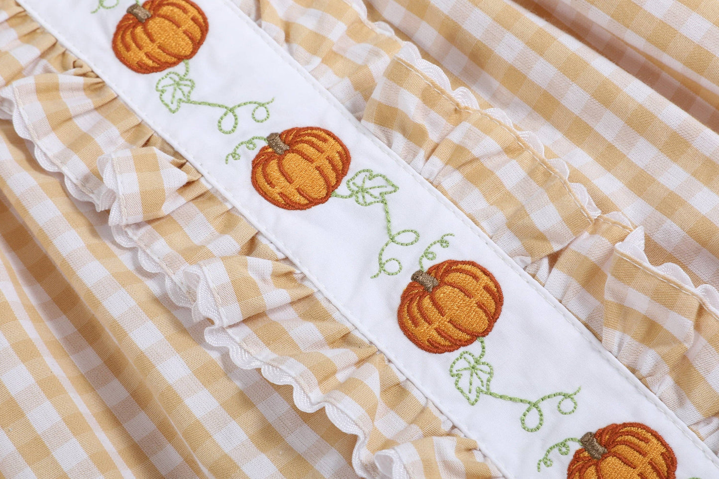 Gingham Pumpkin Vine Dress