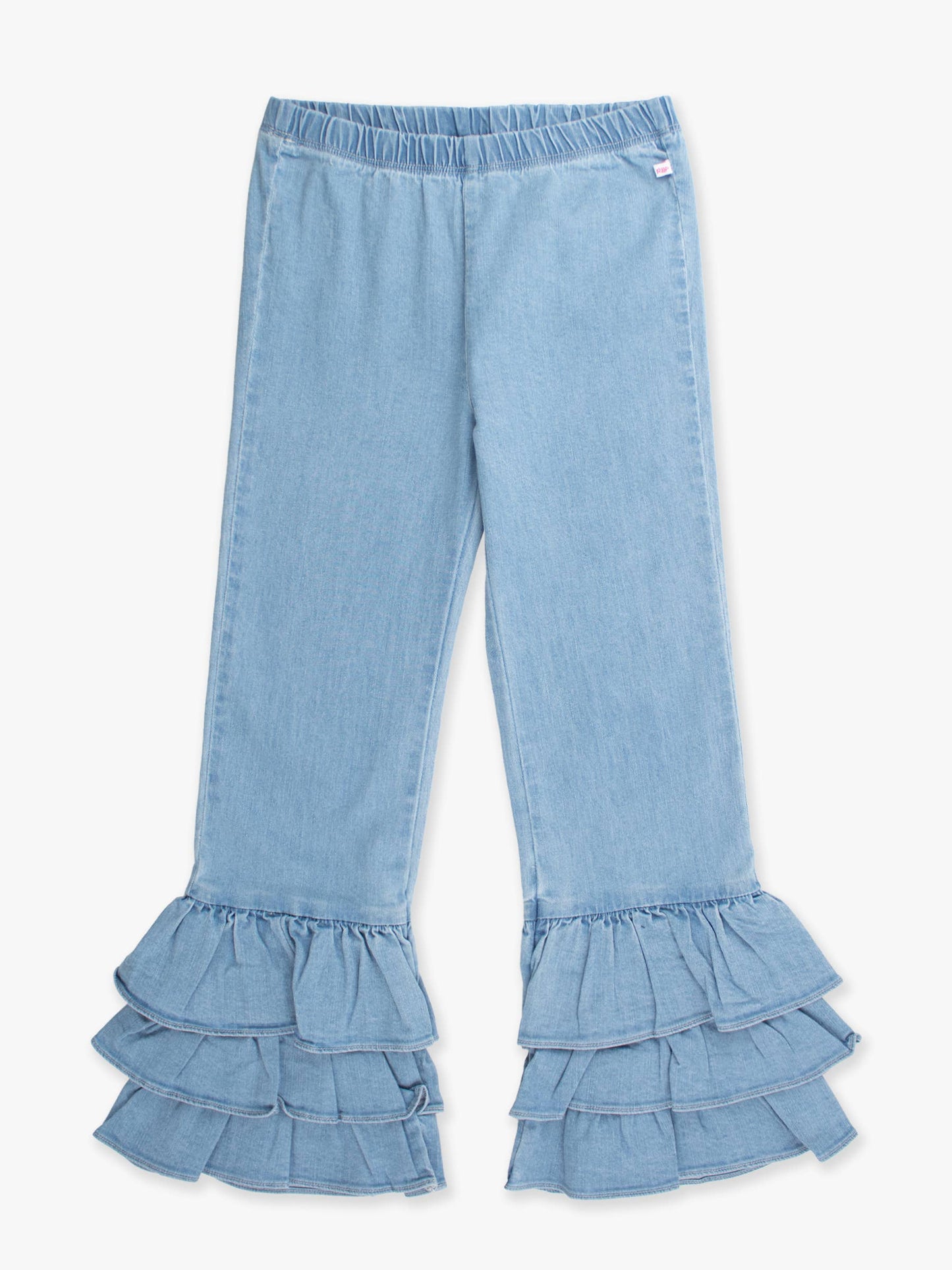 Girls Denim Ruffle Flare Pants