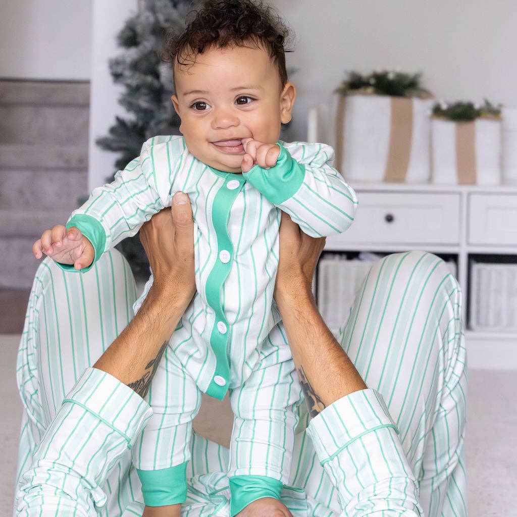 Baby Pajamas Green Stripe
