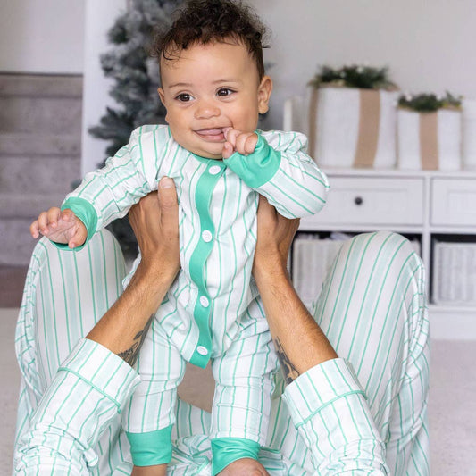Baby Pajamas Green Stripe