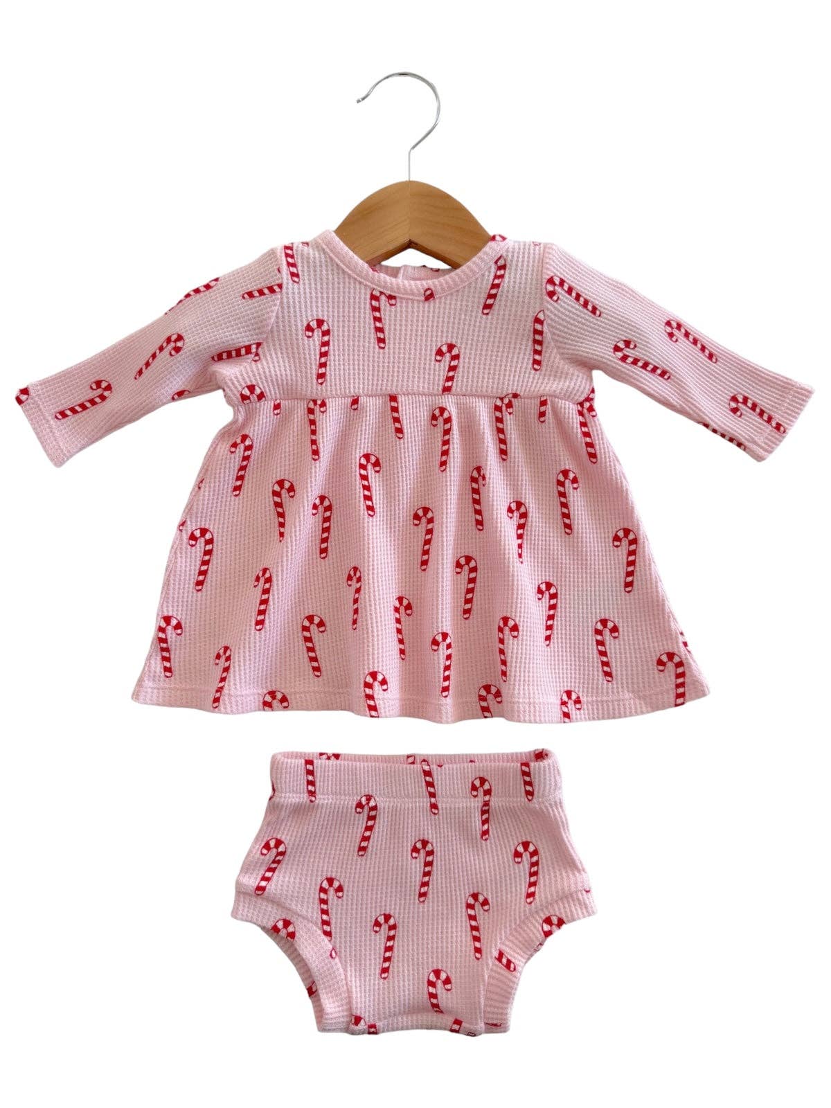 Organic Waffle Candy Cane Dress Set
