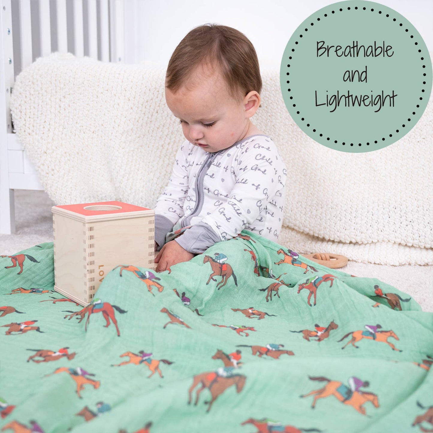 Horse Racing Muslin Swaddle Blanket