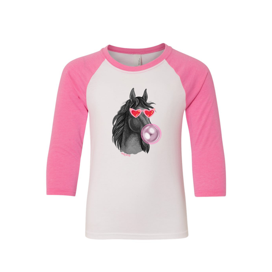 Bubble Gum Horse Raglan Tee