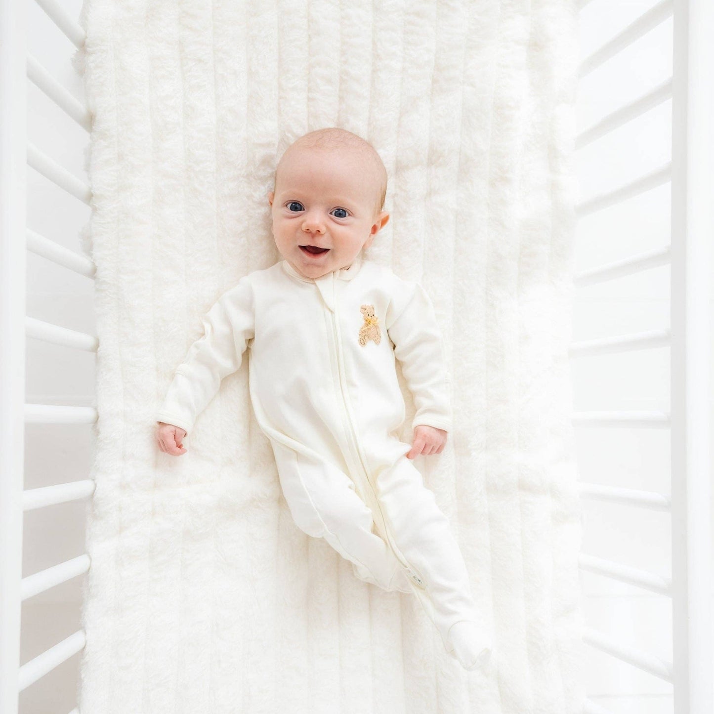 Bear Hugs Zip Footie in Ivory