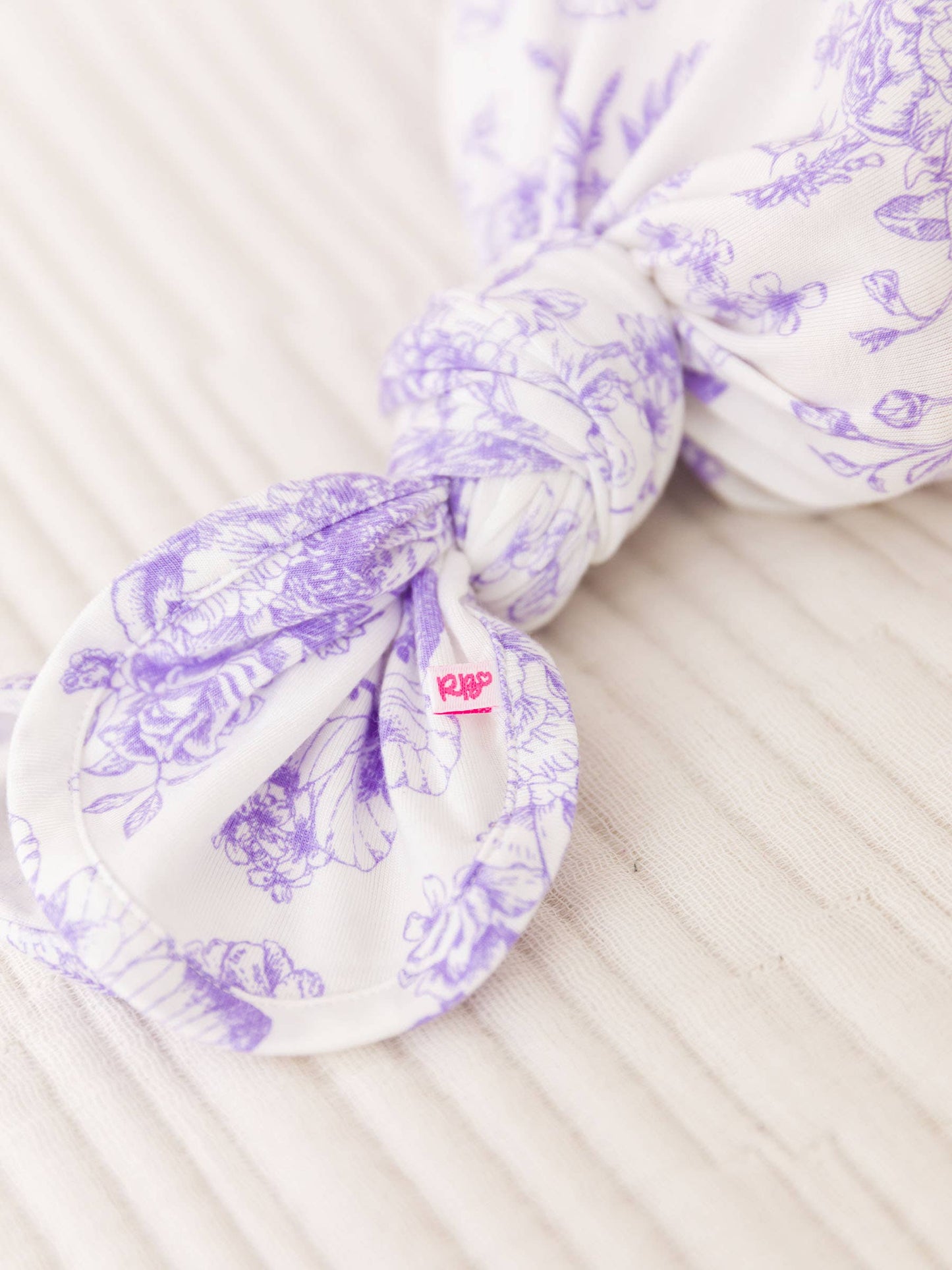 Purple Toile Knot Gown & Hat Set
