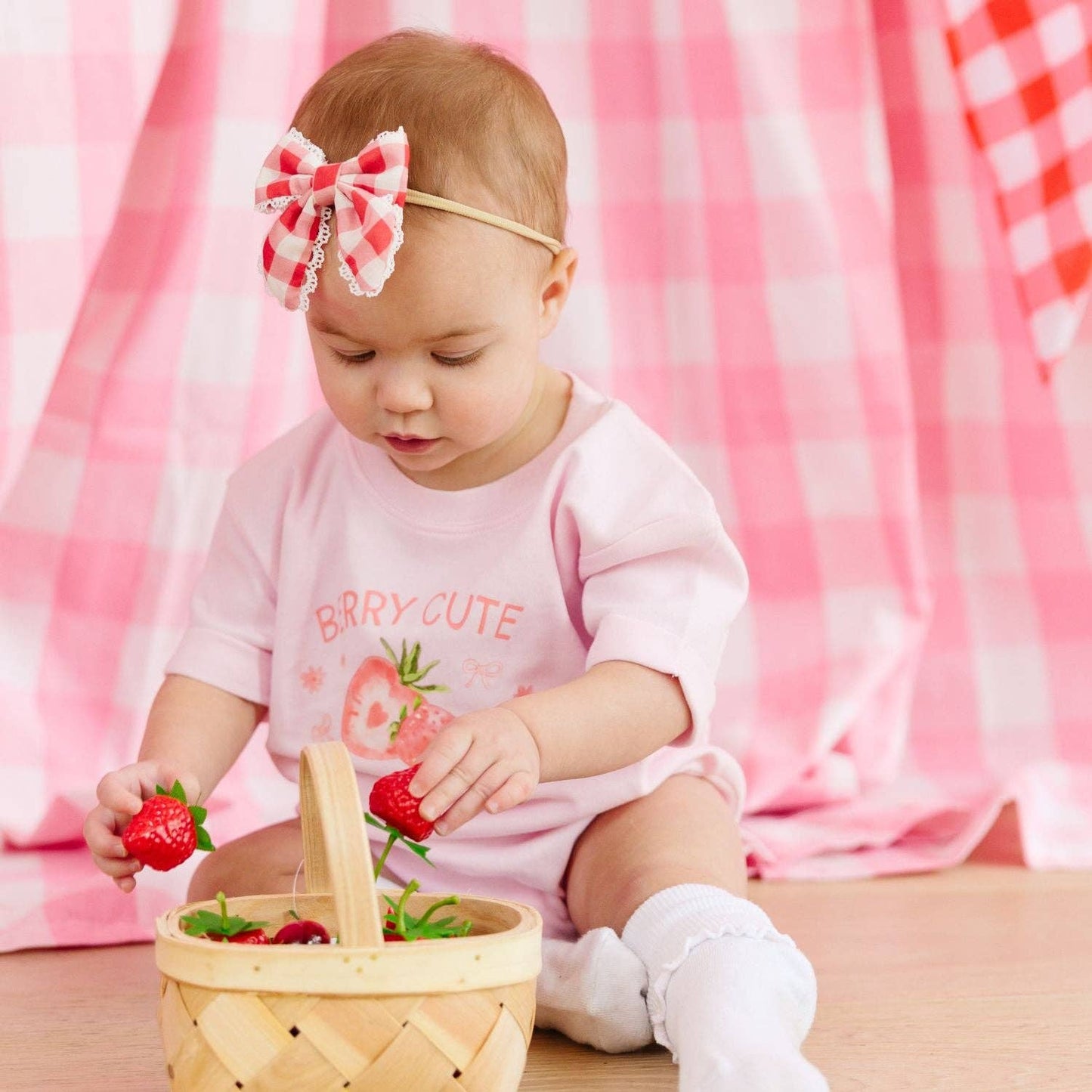 Red Gingham Baby Headband