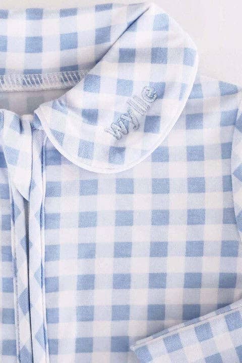 Zipper Footie in Blue Gingham