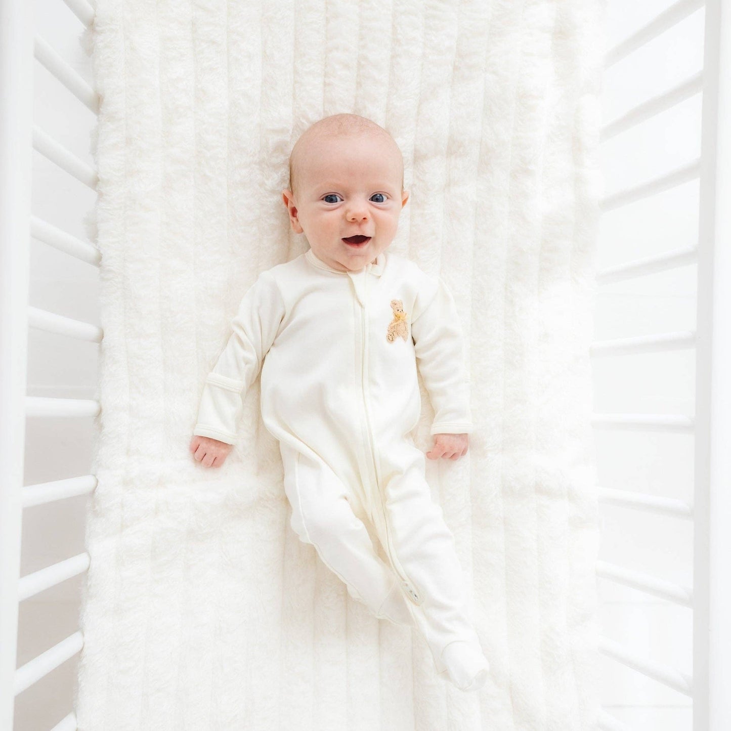 Bear Hugs Zip Footie in Ivory