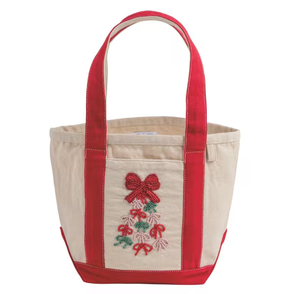 Holiday Beaded Mini Tote Red