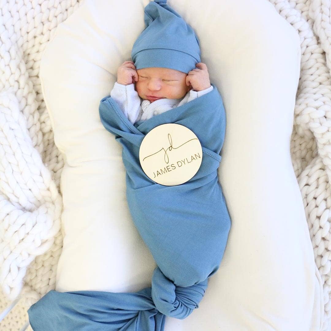 Solid Dusty Blue Knit Swaddle