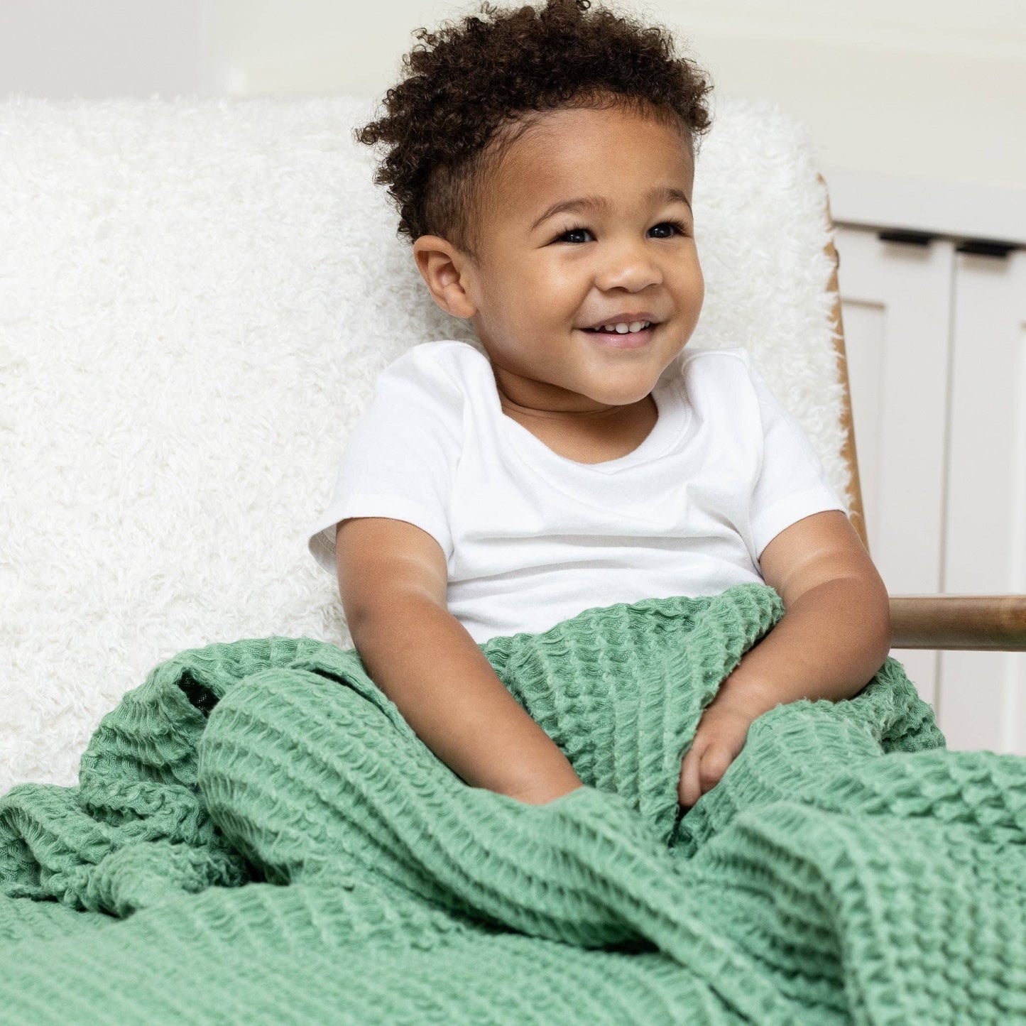 Waffle Baby Blanket Green
