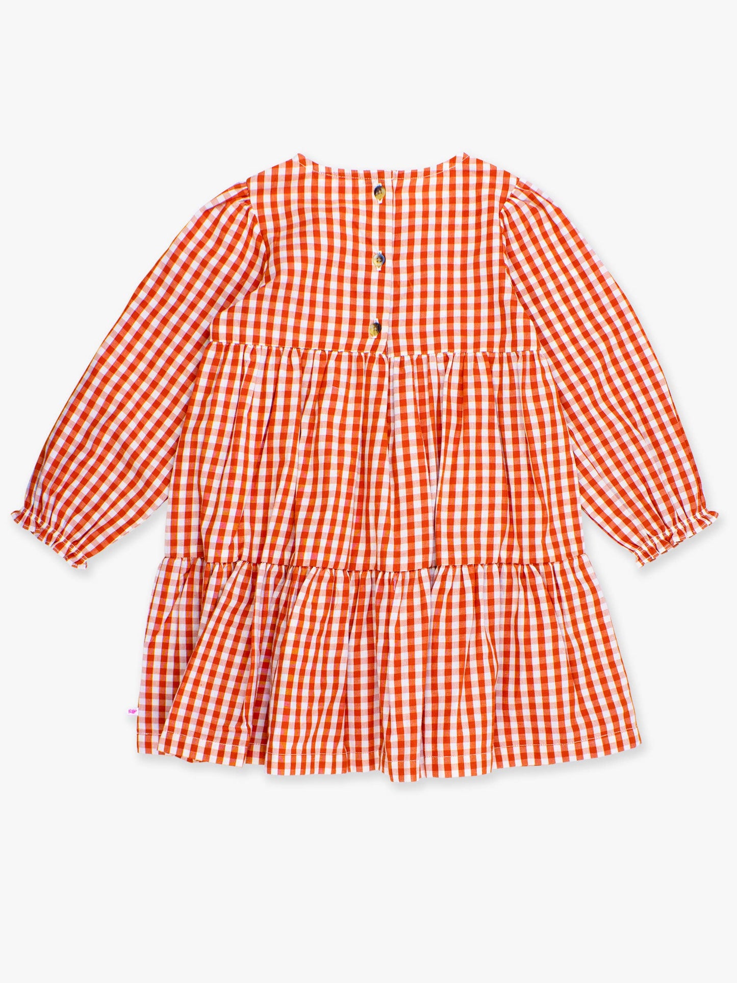 Girls Gingham Woven Tiered Dress