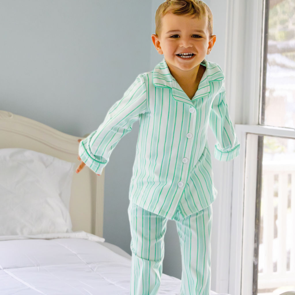Green Stripe Button PJs