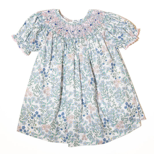 Blue Floral Smocked Dress