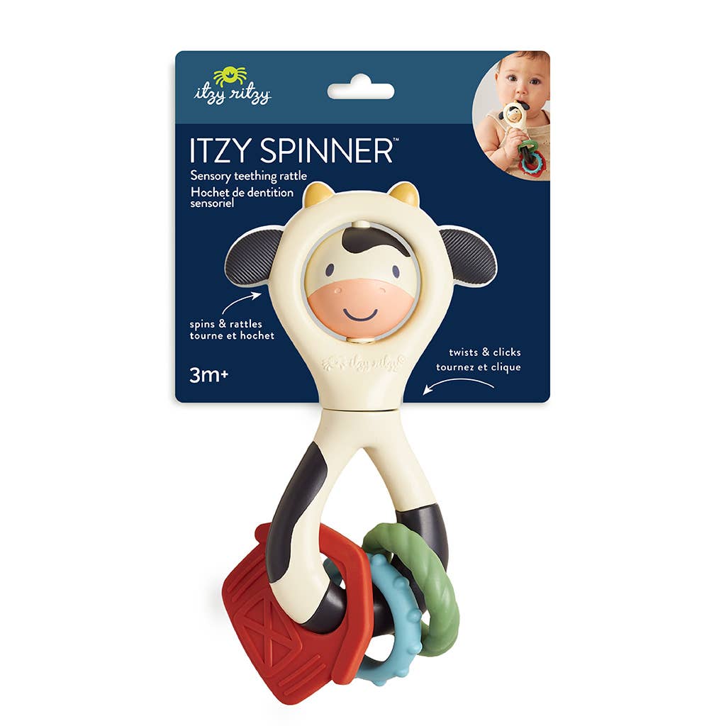 Itzy Spinner Teething Rattle Cow