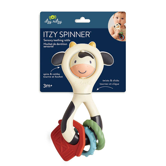 Itzy Spinner Teething Rattle Cow