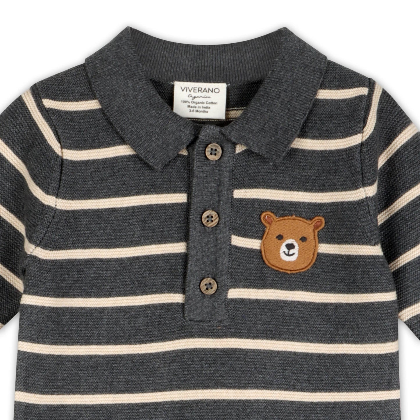 Bear Face Stripe Organic Jumpsuit