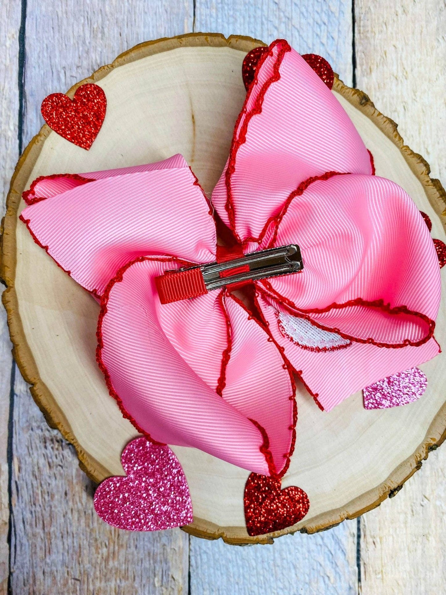 Valentine Heart Embroidered Bow