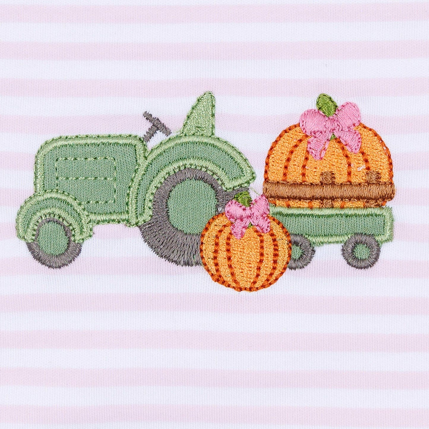 Pumpkin Tractor Footie in Pink