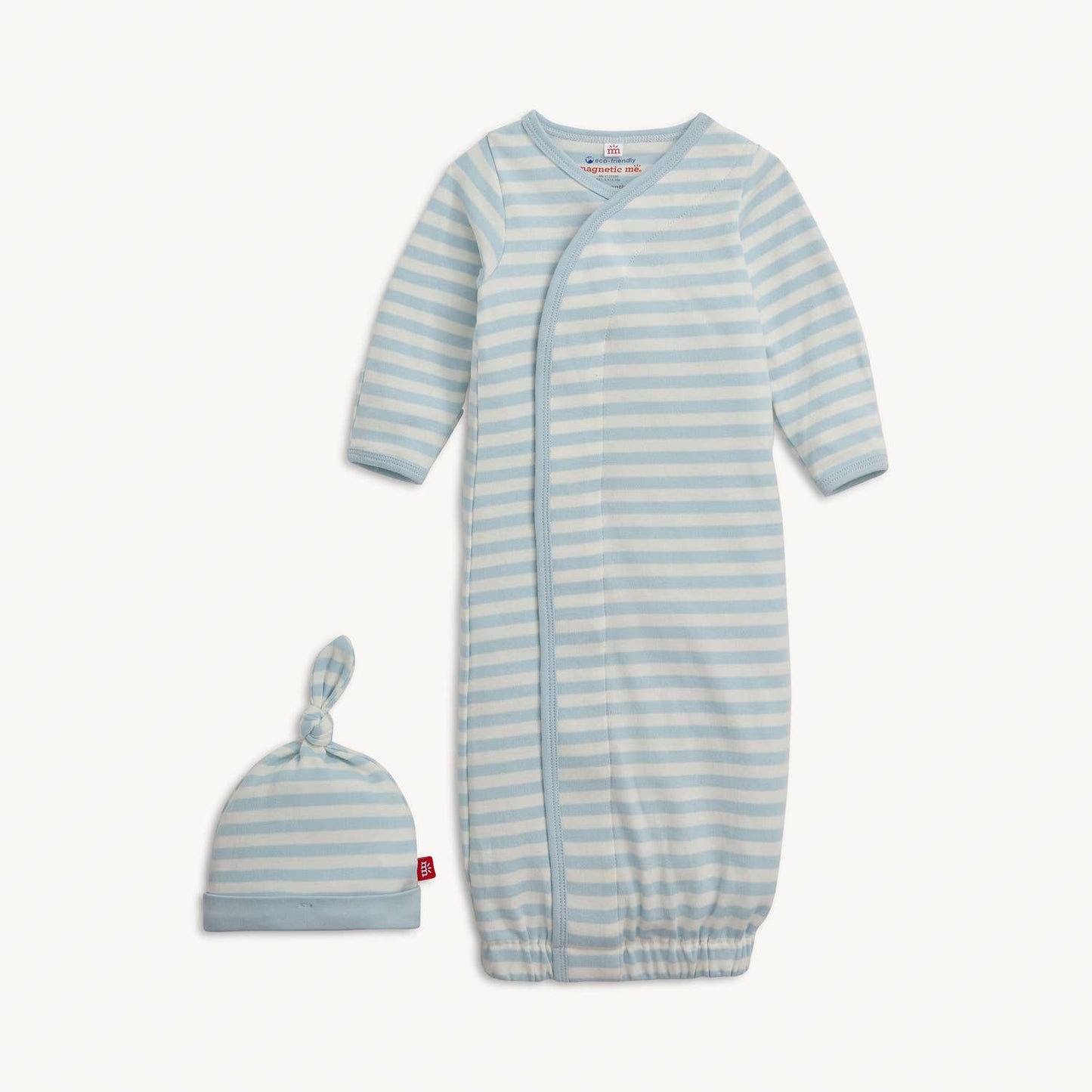 BLUE STRIPE ORGANIC GOWN SET