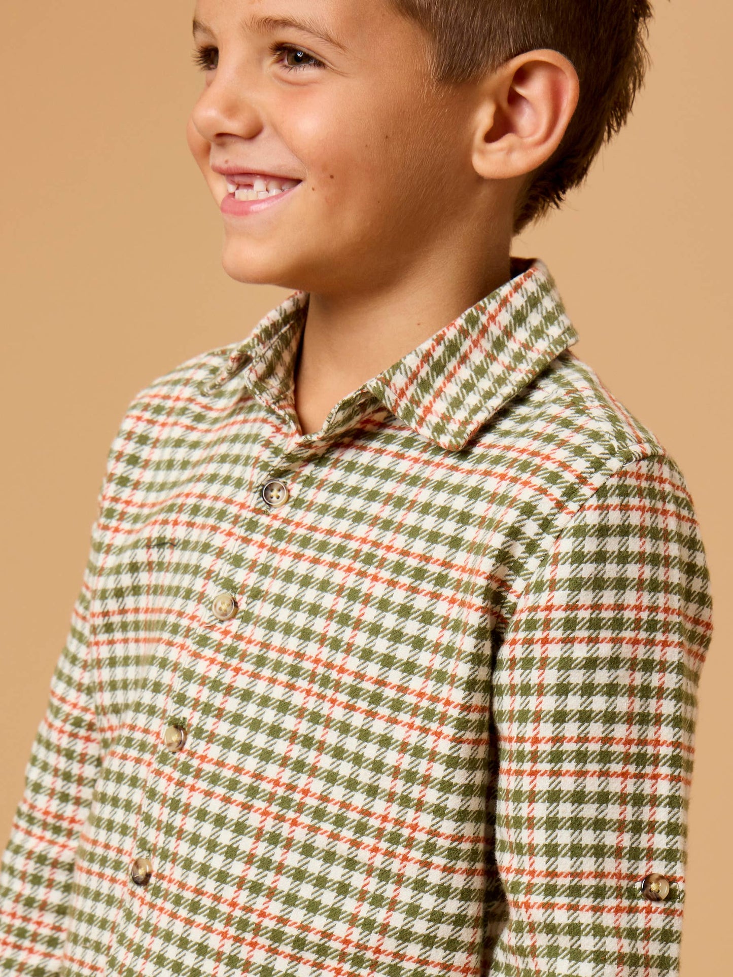 Dusty Olive Houndstooth  Button Down Shirt