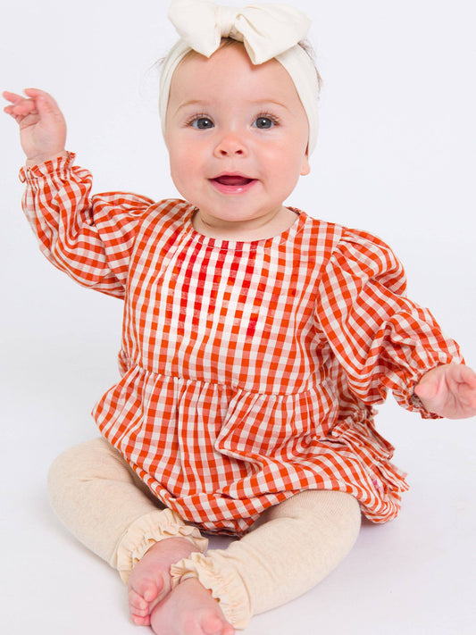 Baby Gingham Woven l/s Romper