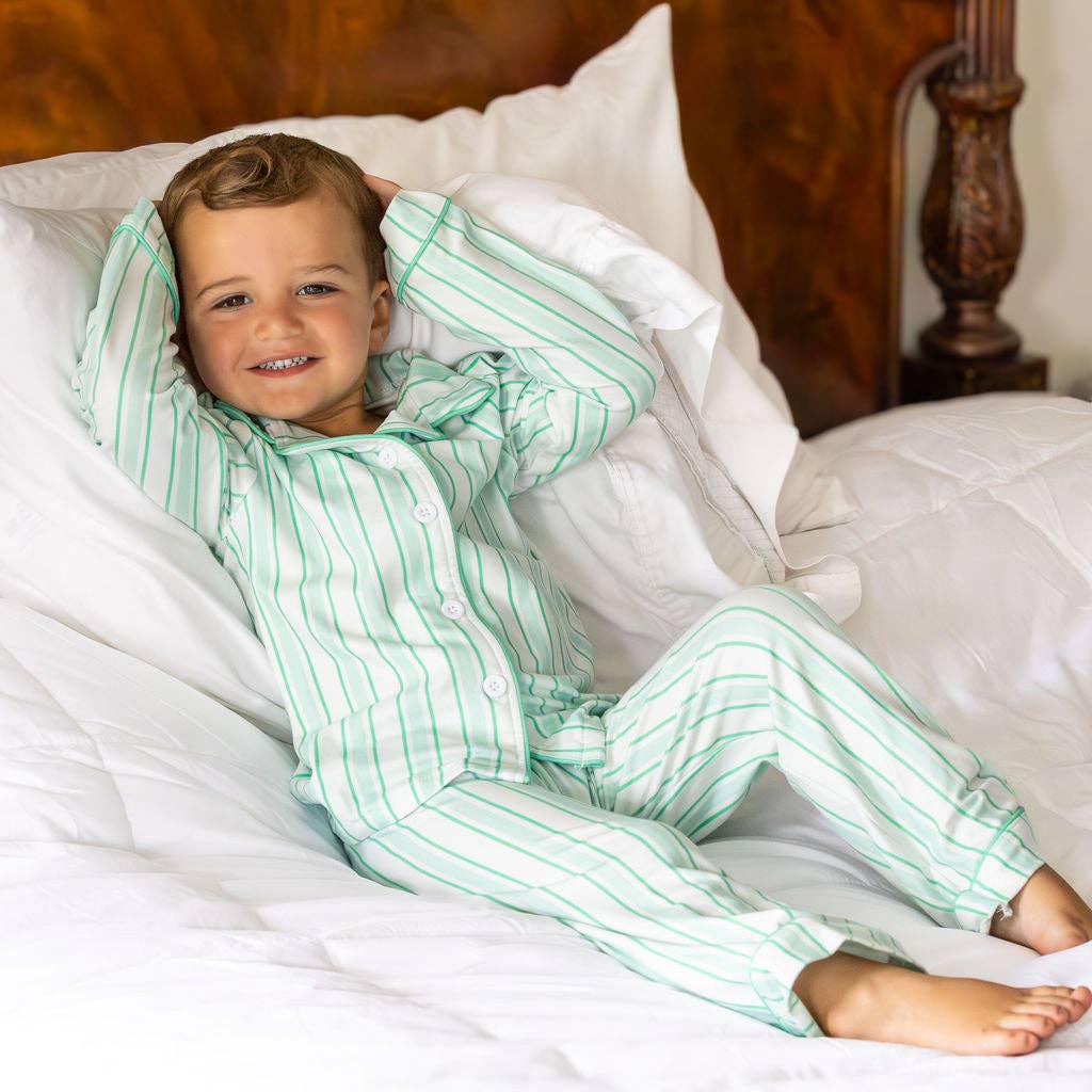 Green Stripe Button PJs