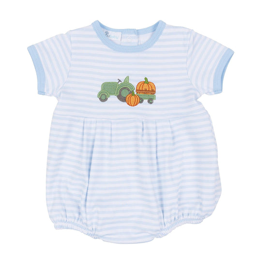 Pumpkin Tractor Bubble in Blue
