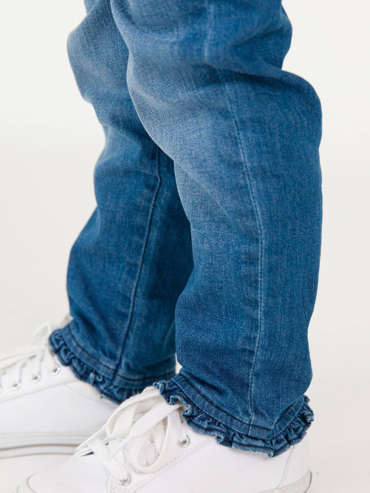 Denim Ruffle Straight Jeans