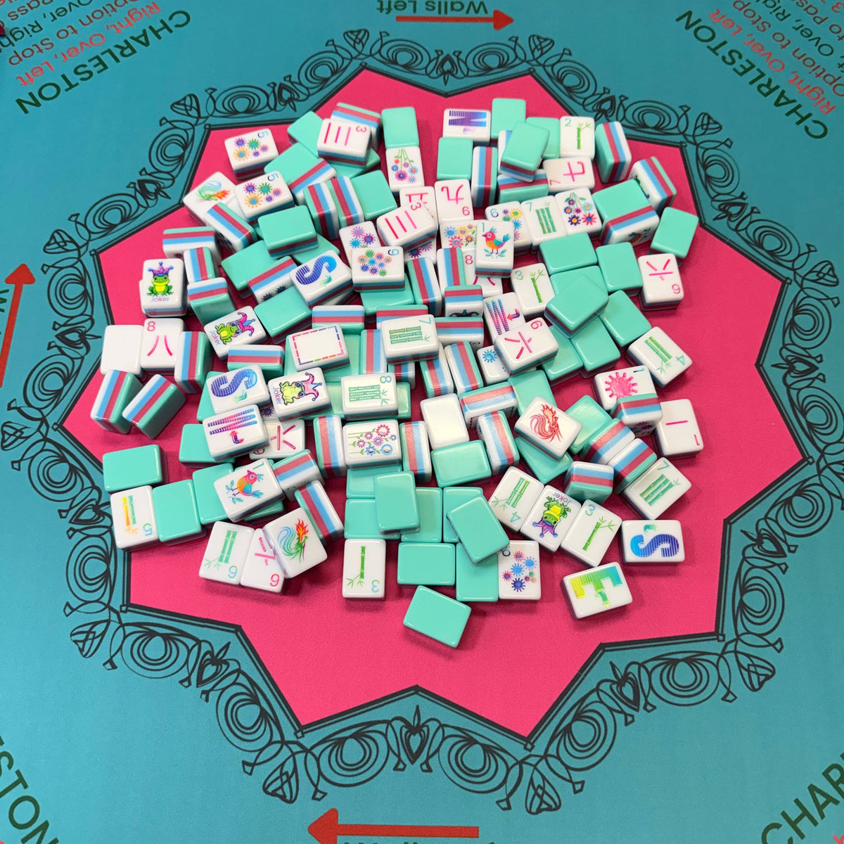 Teal Lunaflor Mahjong Tiles Set