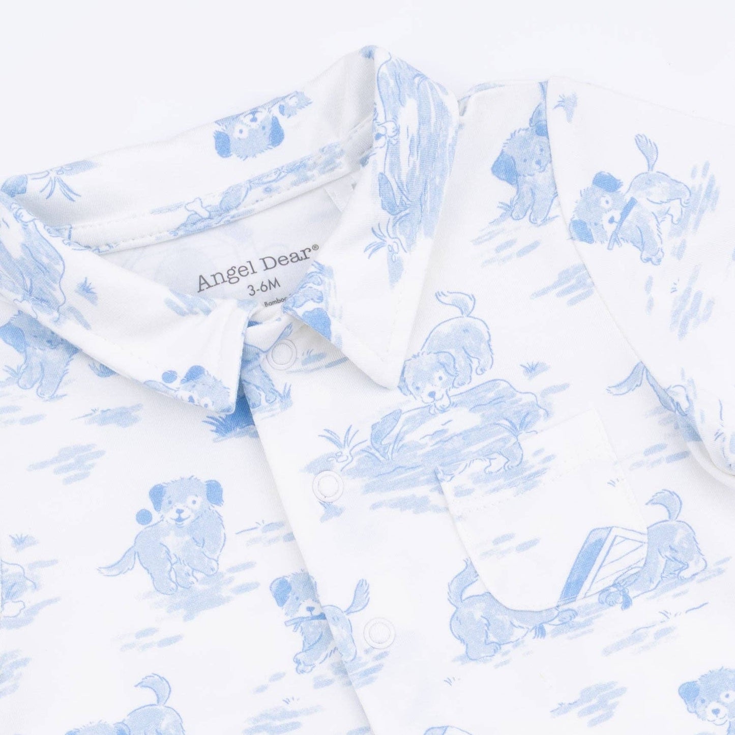 Puppy Toile Blue Romper