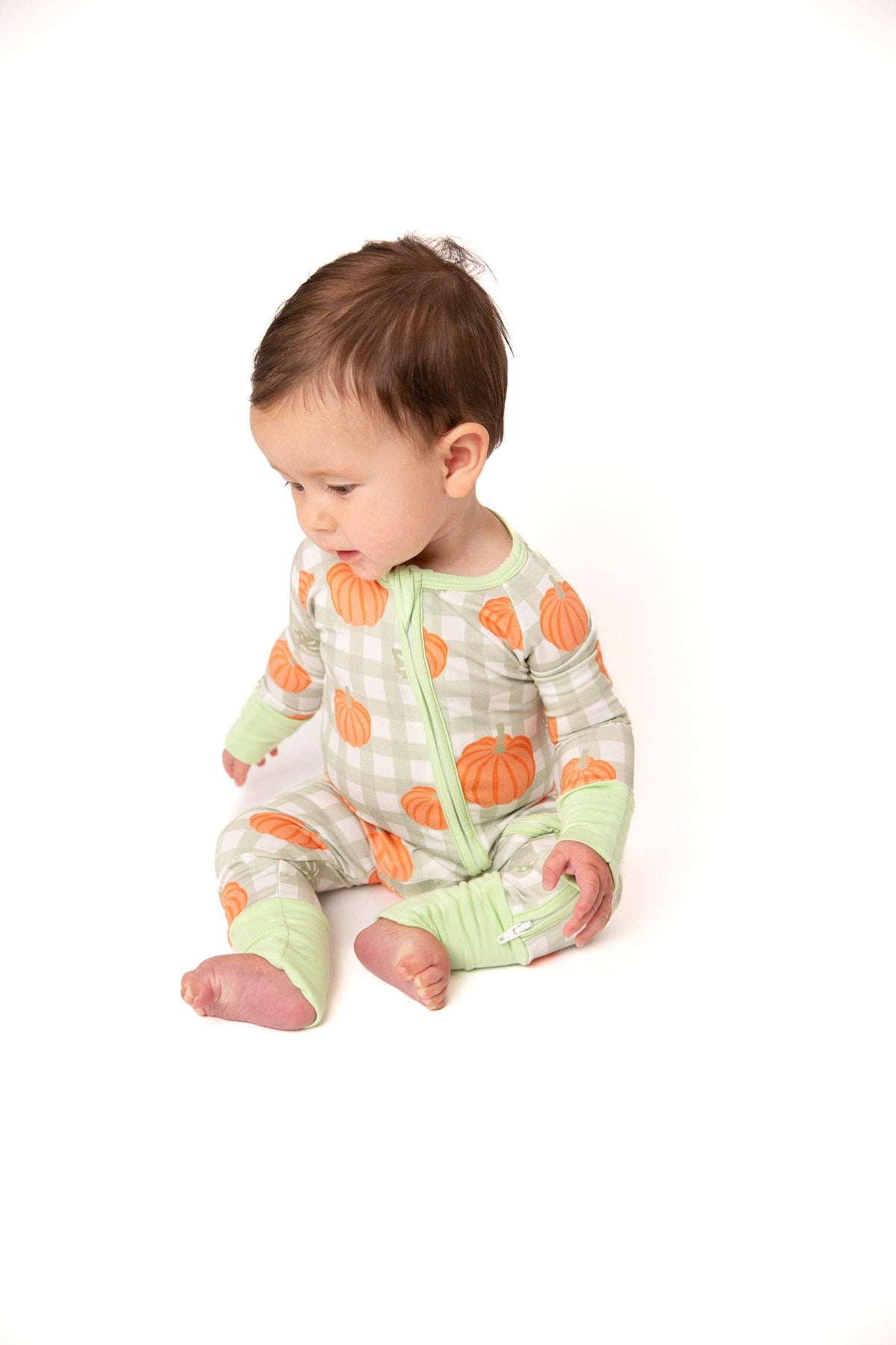 Pumpkin Plaid Bamboo Zipper PJ