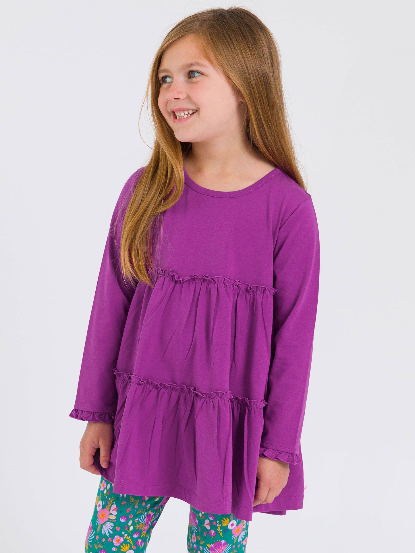 Plum Knit Tiered Tunic Top