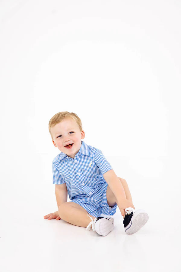 Sir Proper Romper Blue Gingham